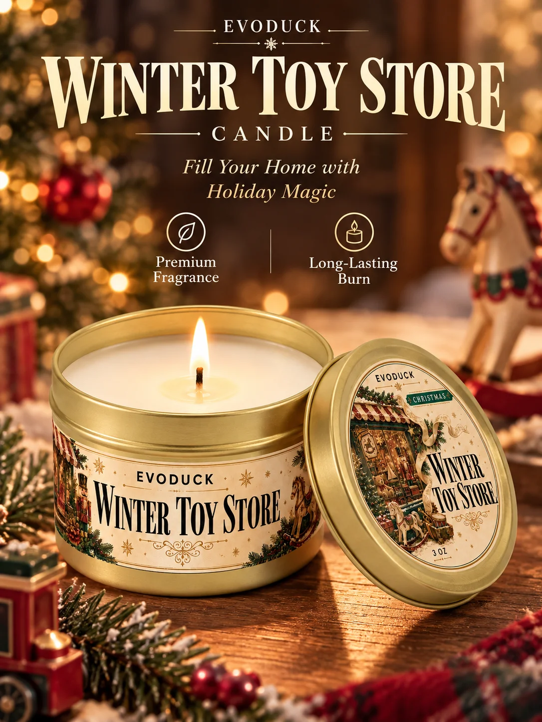 1pc Vanilla Amber Cashmere Christmas Candle 3oz Tin, Warm Cozy Scent, Gift Box & Card, Christmas Gifts for Her Mom