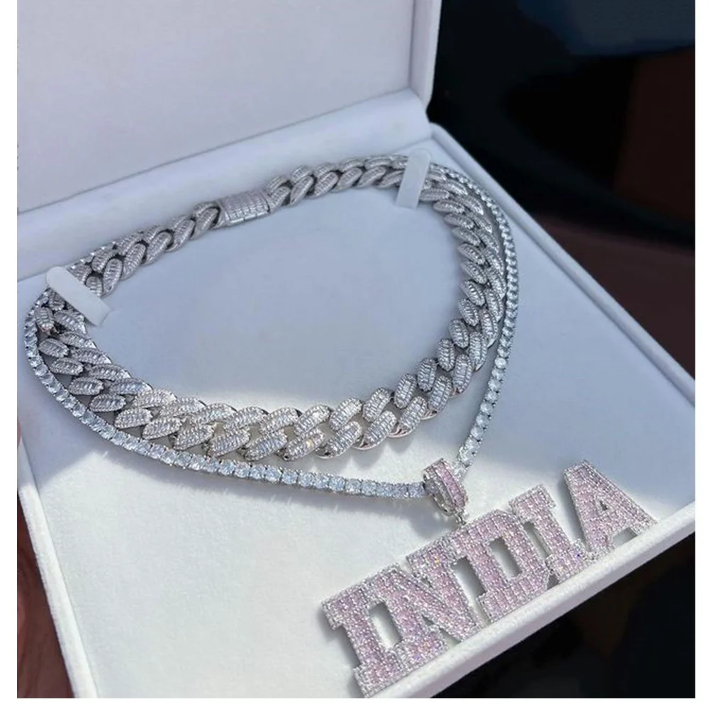 Custom Sold Back Letters & Numbers Pendant For Men Women Personalized Icy Name Necklace Chain Hip Hop Jewelry Gifts Accessories