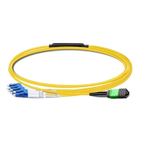 

Кабель-разветвитель MPO APC Female на 4 LC UPC Duplex OS2, одномодовый, 8 волокон, тип B, LSZH, желтый