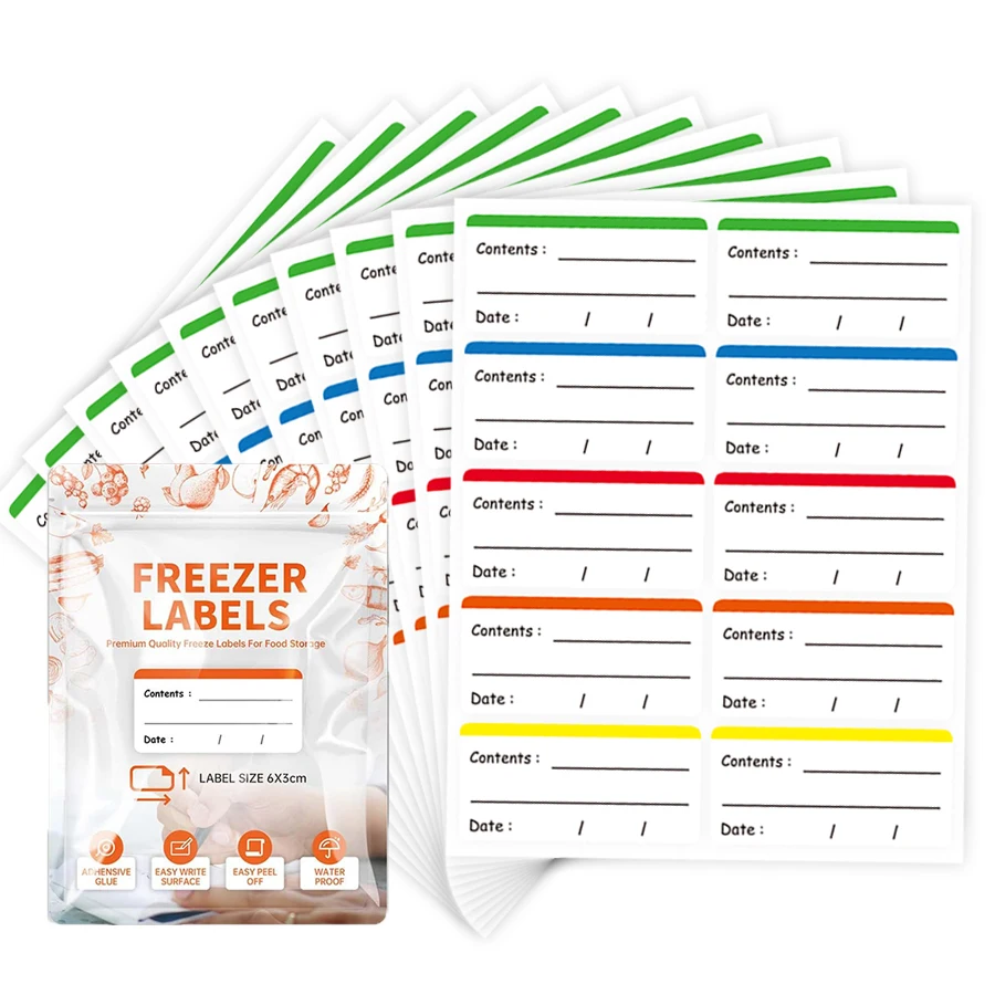 100 Pcs Food Labels Freezer Food Storage Labels Stickers, Fridge Stickers Removable for Food Containers, Freezer Meal Tags