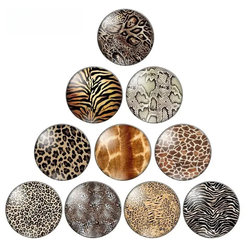 Nowa skóra zwierzęca wzory w panterkę 8mm/10mm/12mm/18mm/20mm/25mm okrągłe zdjęcie szklany kaboszon demo płaski tył dokonywanie ustaleń — zdjęcie 2