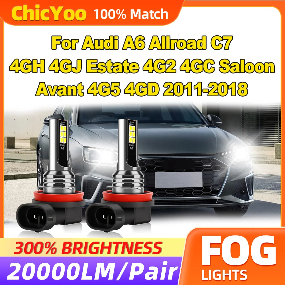60W Fendinebbia 20000LM Led Fendinebbia 12V 6000K Per Audi A6 Allroad C7 4GH 4GJ Estate 4G2 4GC Berlina Avant 4G5 4GD 2011-2018