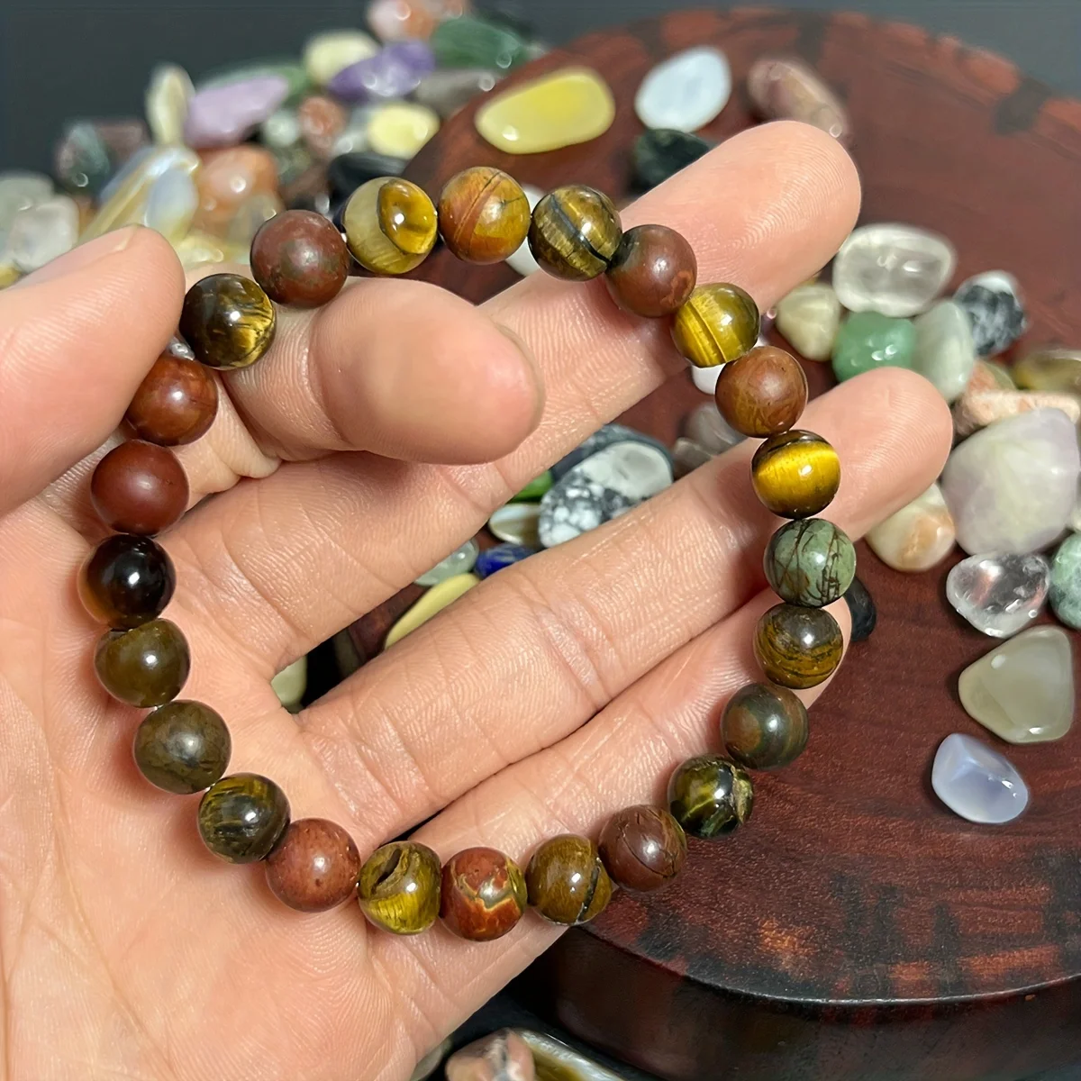 1pc/beschermingsarmband, tijgeroogsteen en matte Picasso-armband voor heren, Picasso Jasper-armband, Tijgeroogsteenarmband H
