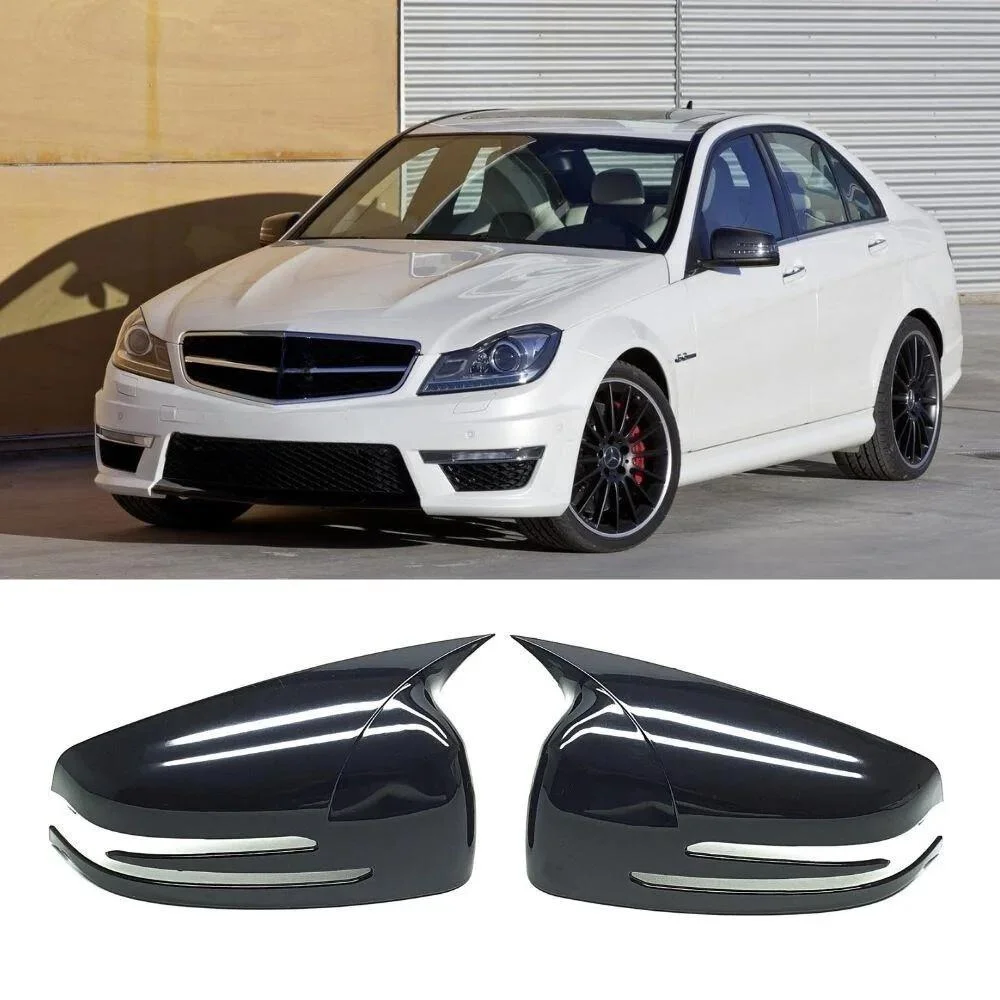 For Mercedes W204 2007-2014 Bat Style Mirror Cover Car Accessories Rearview Mirror Cover 2 Pieces Cover Shields