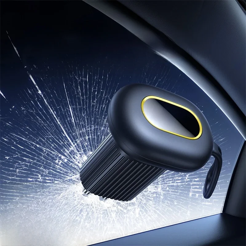 Baseus Double-Headed Car Safety Hammer Alloy Steel Emergency Escape Hammer Hidden Push-Style Cutter Window Breaker Rescue Tool