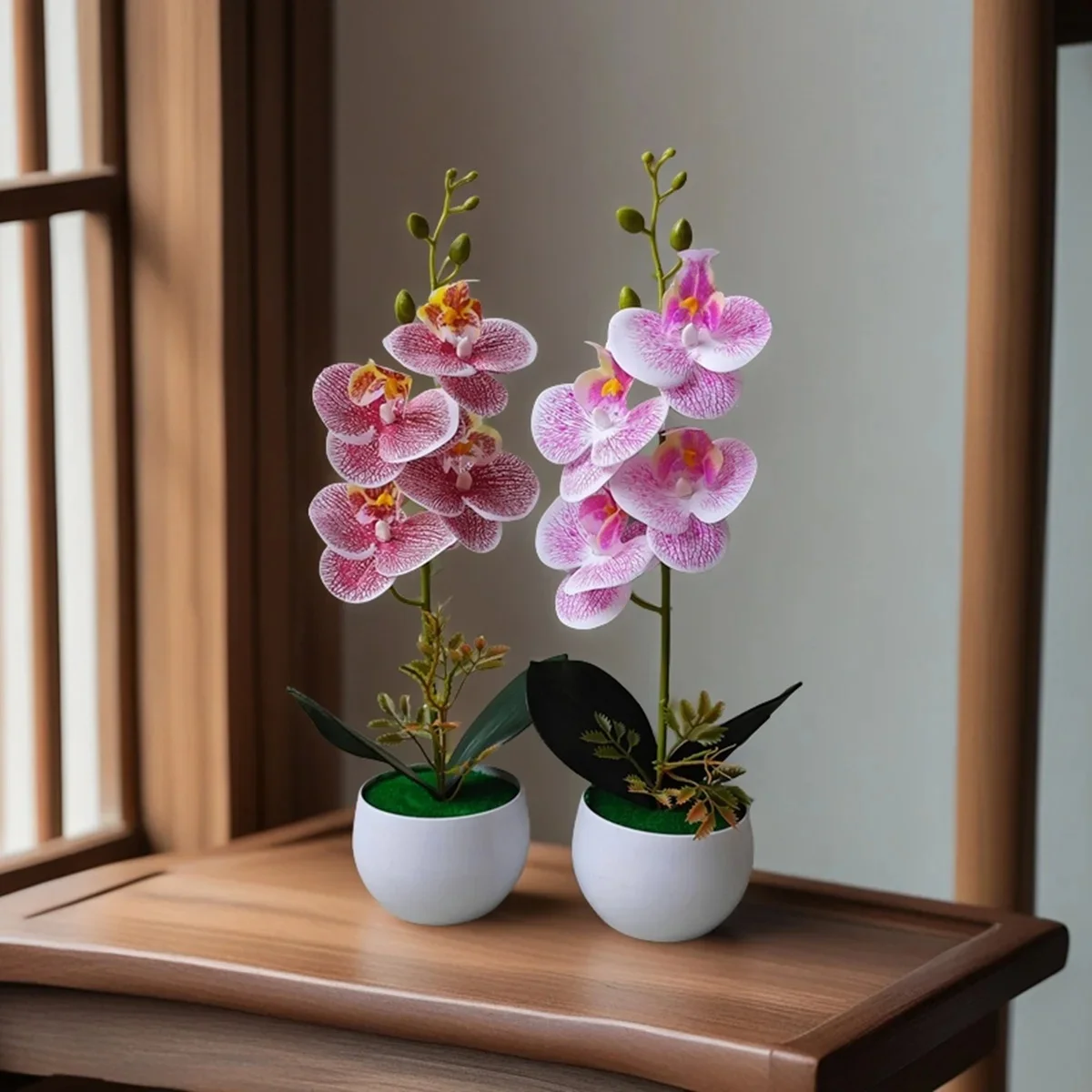 Plante en pot d'orchidée artificielle réaliste avec Pot en plastique pour la décoration de pièce maîtresse de table d'hôtel de bureau à domicile, fausse orchidée