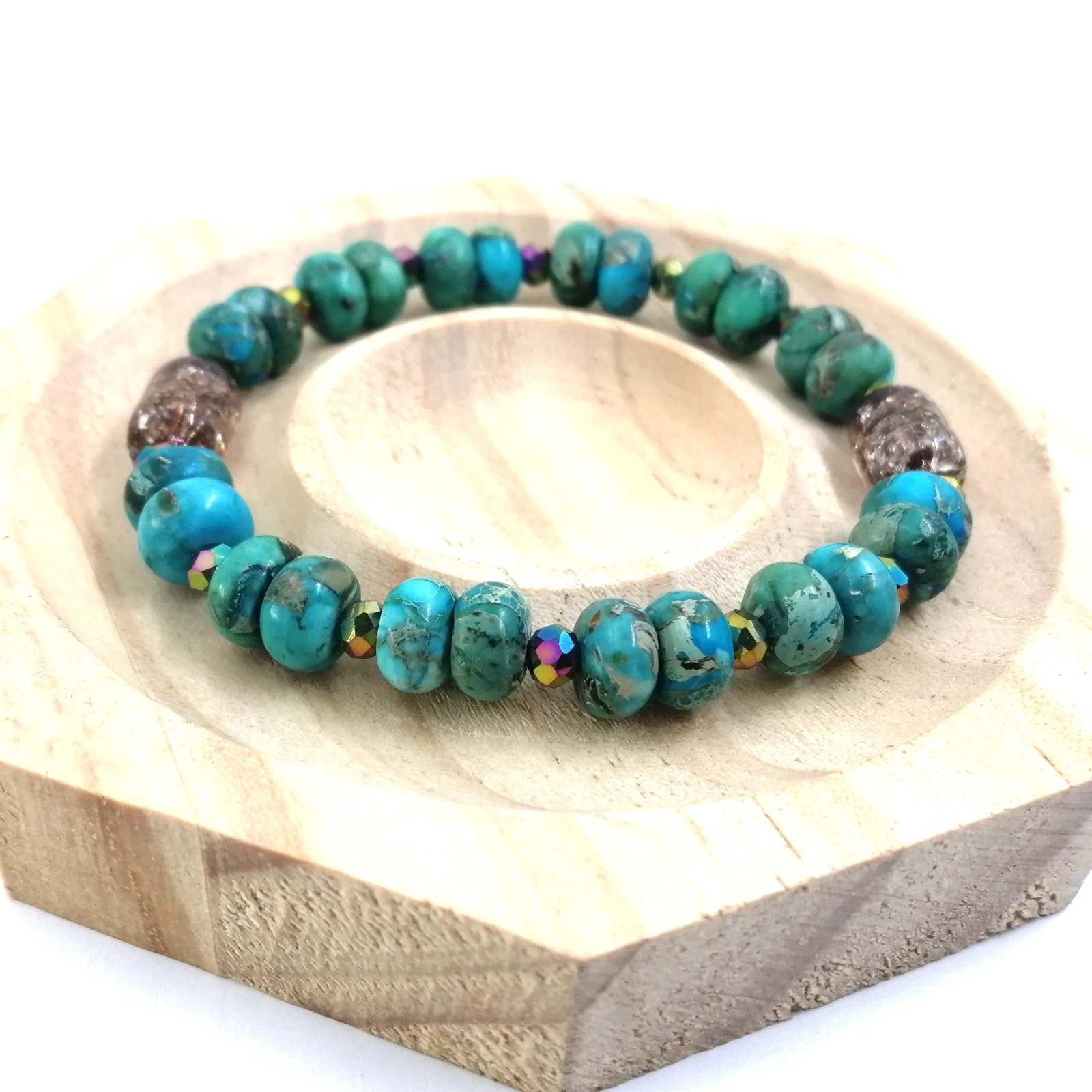 JYSTONE Regenerate Turquoise Bracelets Imperial Jasper Veins Jasper Stylish Design Multi Shapes Beads Handmade Craft