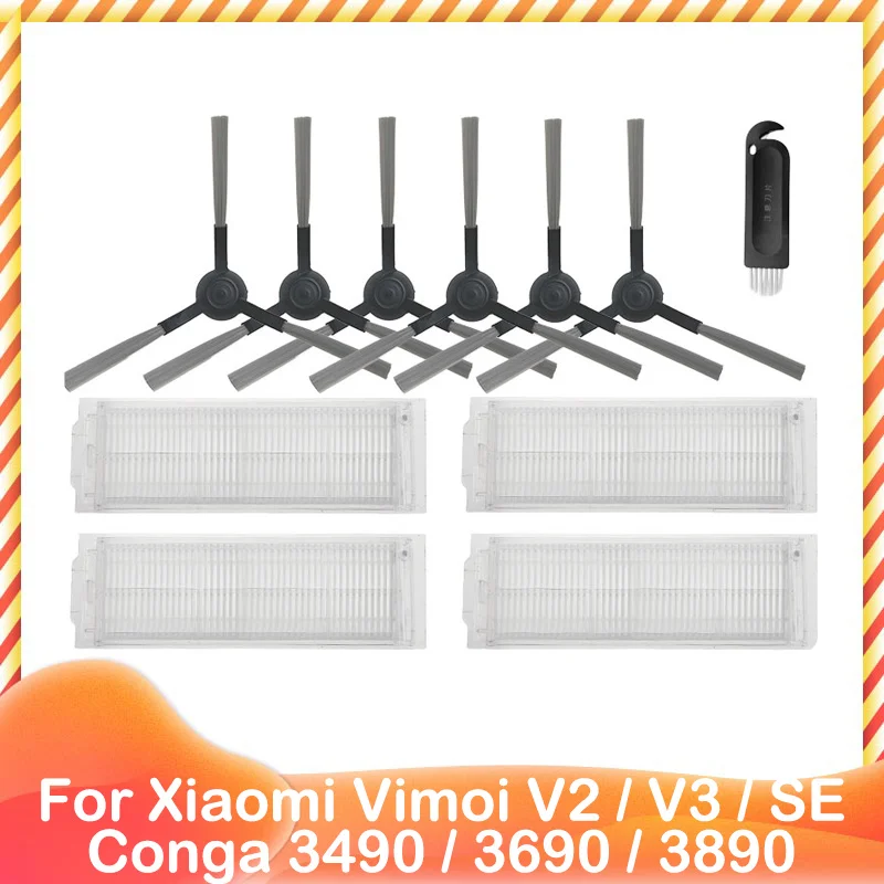 Hepa Filter Side Brush Replacement for Xiaomi Mijia STYTJ02YM Viomi V2 PRO V3 SE 3C 2S Conga 3490 3690 3890 Vacuum Cleaner