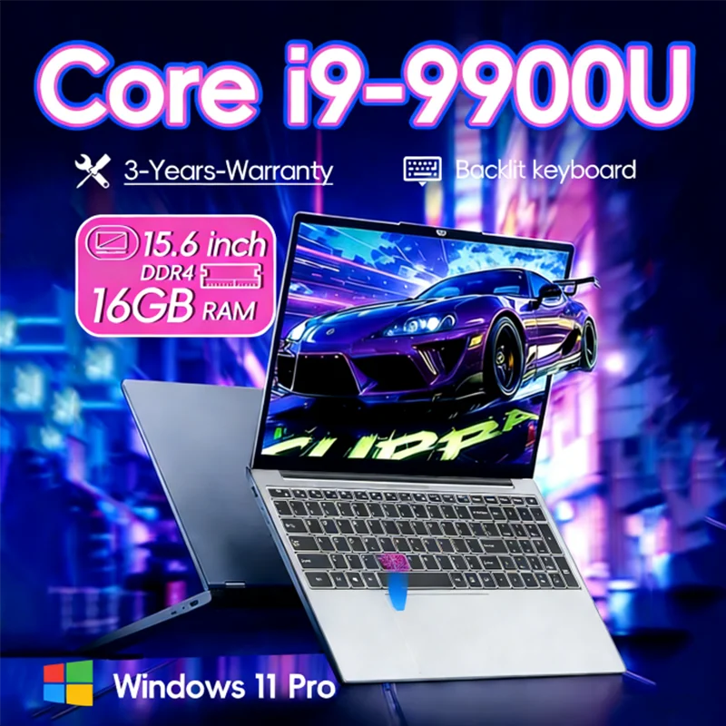 Portátil Intel Core i9-9900 con Windows 11 Pro, pantalla HD de 15.6 pulgadas, 16GB de RAM, SSD de 1TB/2TB, computadora portátil.
