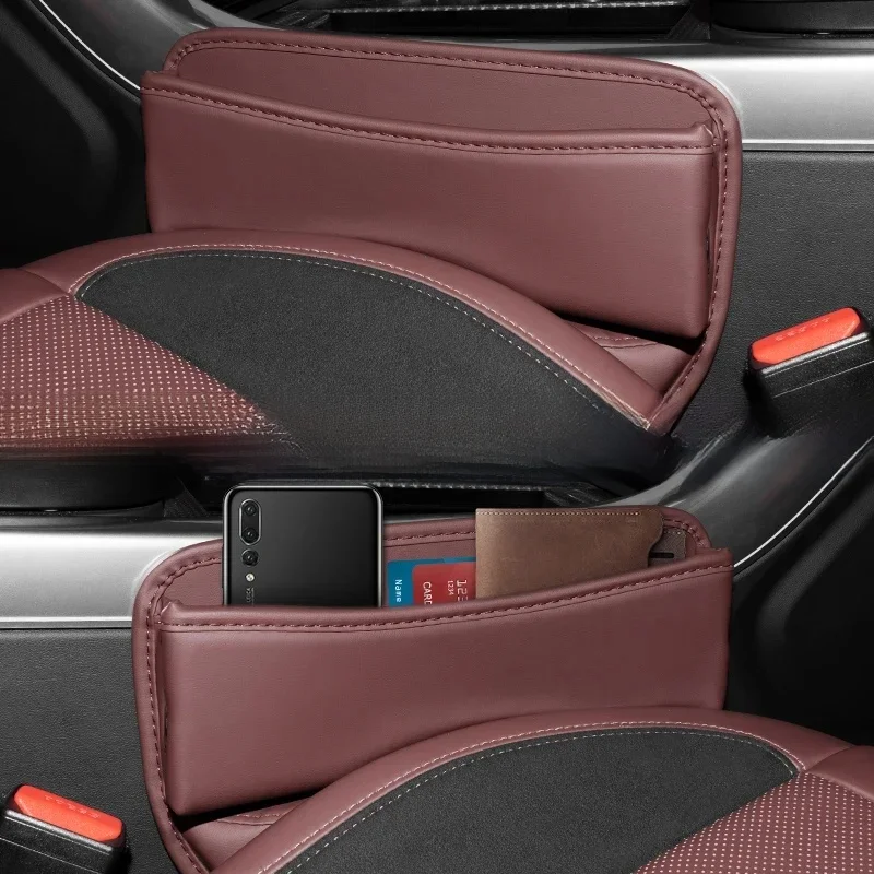 1pcs Leather Car Seat Gap Organizer Multifunction Console Crevice Filler Side Storage Box Car Interior Storage Pocket