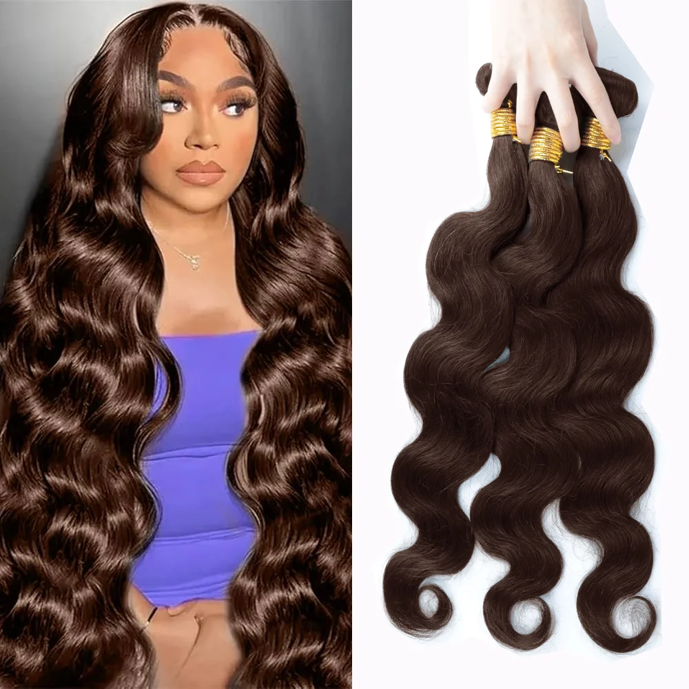 Chocolate Brown Body Wave Hair Bundles Virgin Human Hair Weaving Unprocessed Bundle Deals For Extensions #4 Dark Brown Bundles