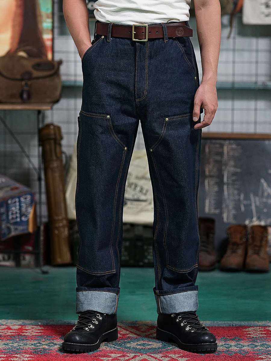 Men\'s Jeans 15oz High Waist Original B01 Carpenter Pants Vintage Workwear Outfit for Men