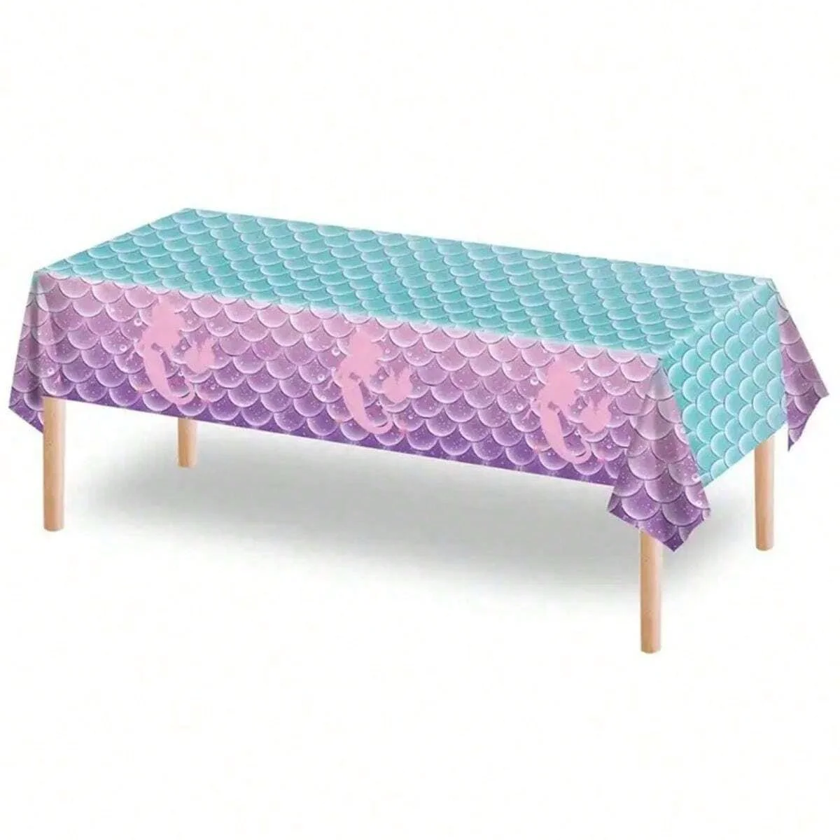 1 stuk wegwerp PE-plastic tafelkleed met zeemeermin- en visschubbenontwerp, ideaal voor verjaardag, bruiloft, bruidsdouche, zeemeerminfeestdecoratie