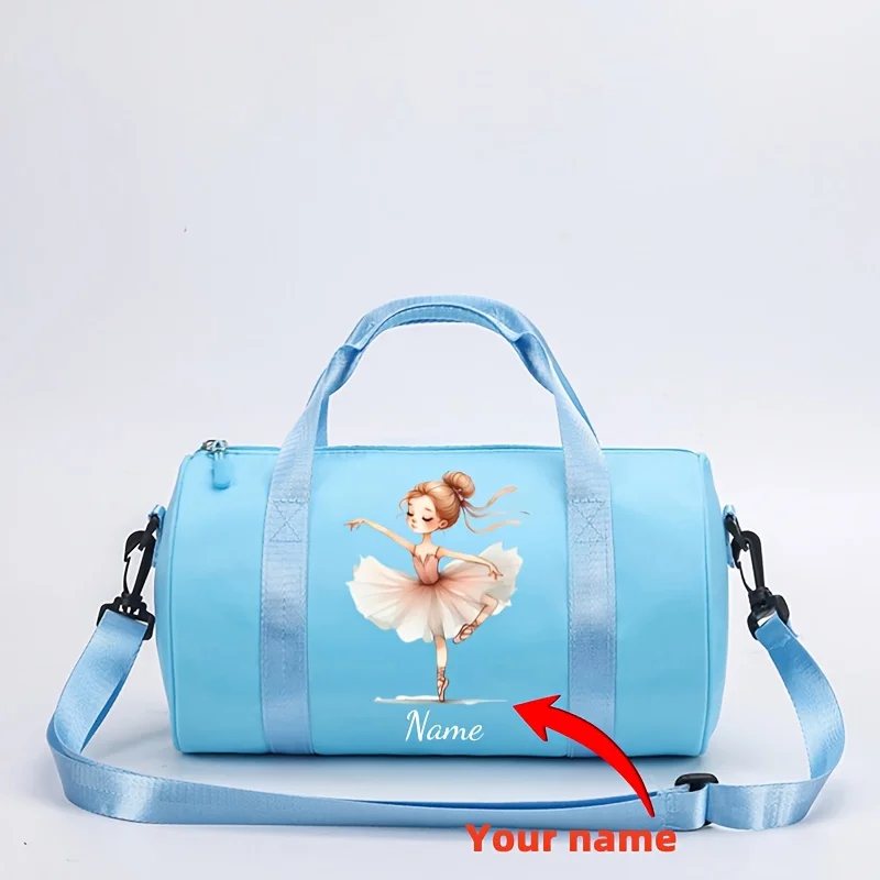 Personalized Name Luggage Bag Featuring a Beautiful Cartoon Ballet Print, Made from Material Suitable for Outdoor Travel
