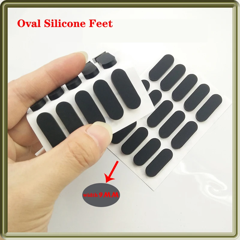 10Pcs Black Oval Silicone Rubber Feet Self-Adhesive Shock-Absorbing Pad Notebook Non-Slip Pad Width 9mm Factory Direct Sales