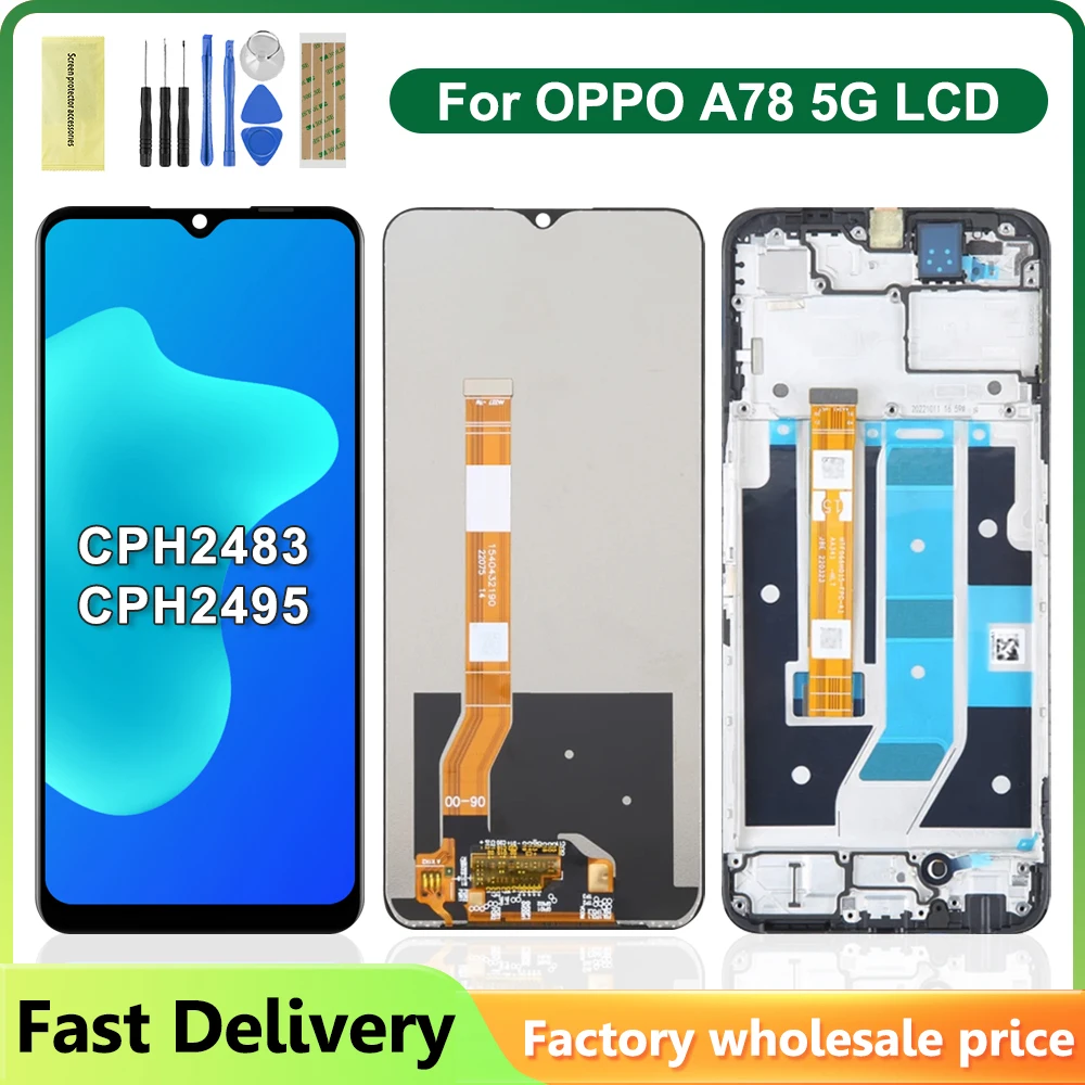 

6.56" Original For Oppo A78 5G LCD Display Touch Screen Digitizer Replacement For Oppo A78 5G CPH2483 CPH2495 LCD With Frame