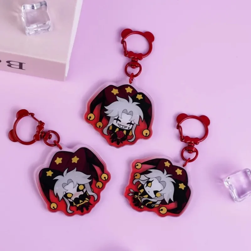 

The Freak Circus Pierrot Glitter Acrylic Keychain Set | 3-Piece Chibi Bag Charms with Red Bear Clasps for Fans & Gifts