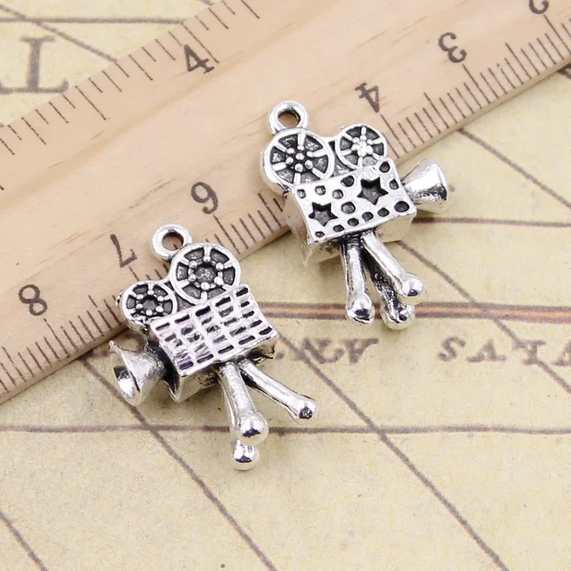 10 sztuk Charms kamera filmowa projektor 25x17mm tybetański DIY biżuteria retro bransoletka naszyjnik antyczny brąz srebrny kolorowy wisiorek — zdjęcie 2
