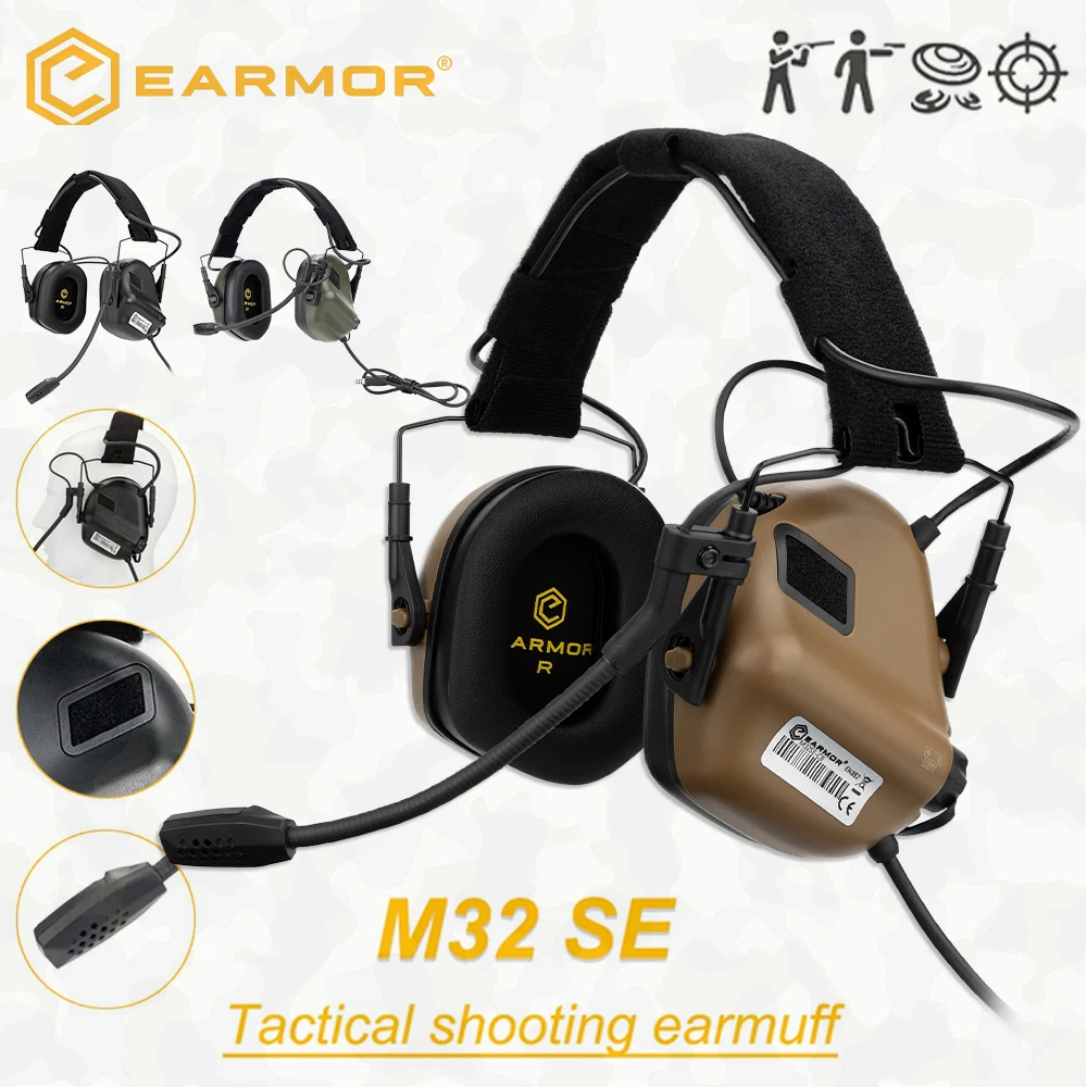 Cache-oreilles de tir électronique EARMOR M32 SE, casque d'amplification sonore tactique, Protection auditive, Anti-bruit