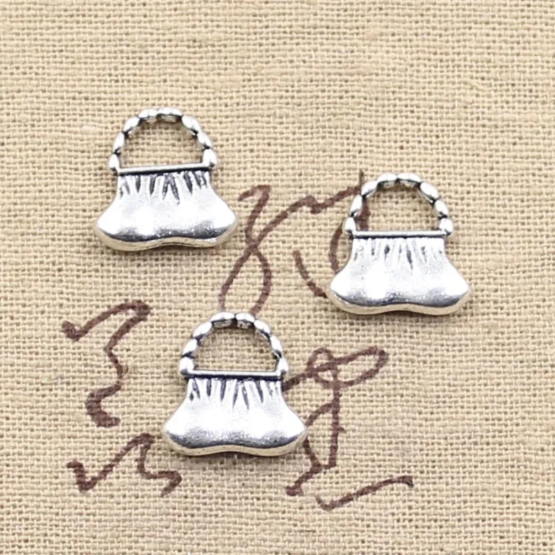 15 sztuk Charms torebka 14x14mm antyczne srebro kolorowy platerowany wisiorki dokonywanie DIY Handmade tybetański srebrny kolor biżuteria — zdjęcie 2