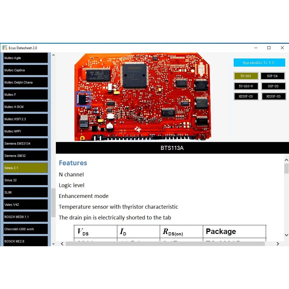 Ecus-Hoja de Datos 2,0, Software de reparación de ECU de coche, Schematics PCB con componentes electrónicos de ECUs de coche e información adicional