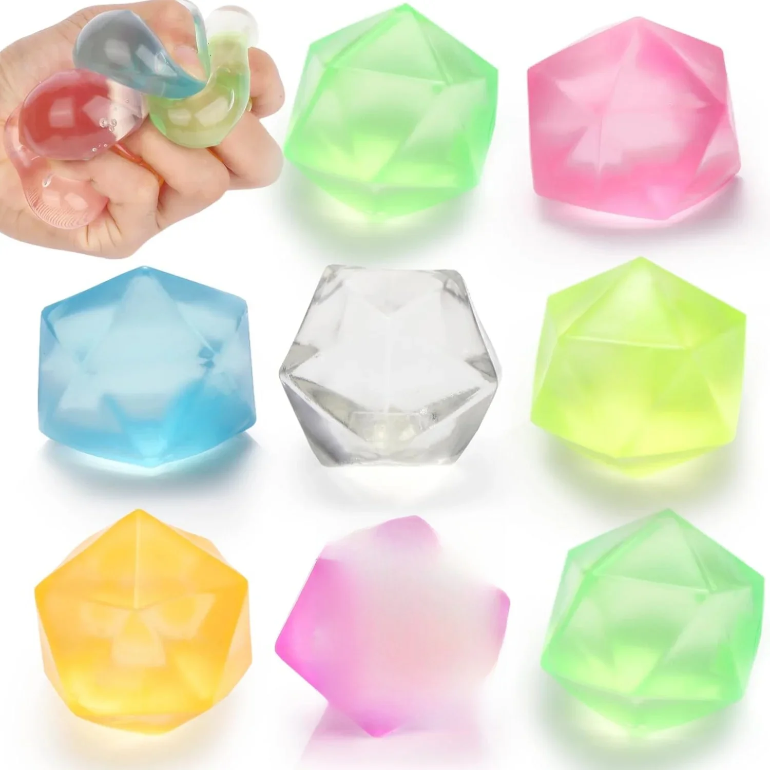 Jouets à presser de 5 tailles, glaçons anti-Stress, jouets sensoriels spongieux pour l'anxiété, cadeaux de fête pour enfants et adultes