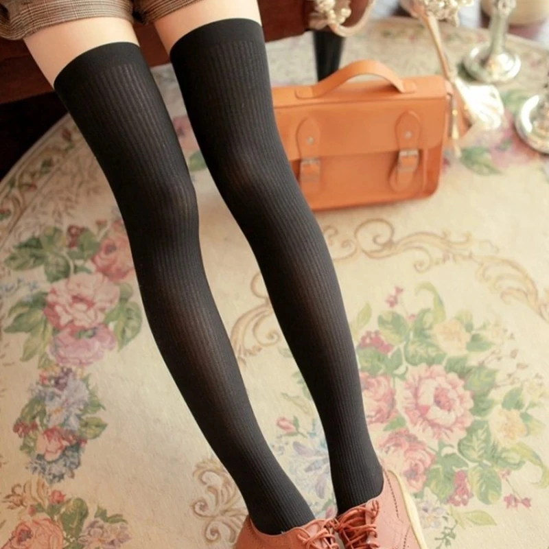 2024 Spring Autumn Tights Women's Japanese Lolita Fake Thigh High Knee Stockings Patchwork Velvet Female Pantyhose Sexy Lingerie