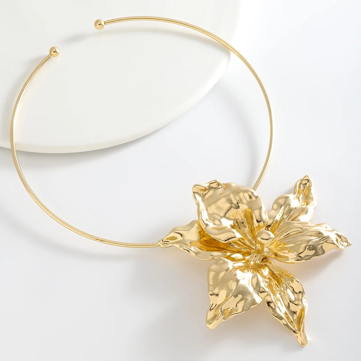 2024 New ZAA girlgo Fashion Heavy Metal Style Alloy Flower Collar Elegant & Noble Multiple Colors Available