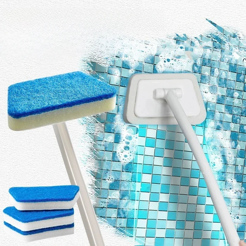 Brosse de nettoyage d'éponge de salle de bain, outil multifonctionnel, brosses de baignoire amovibles à Long manche pour sol domestique, brosse pour carrelage en céramique