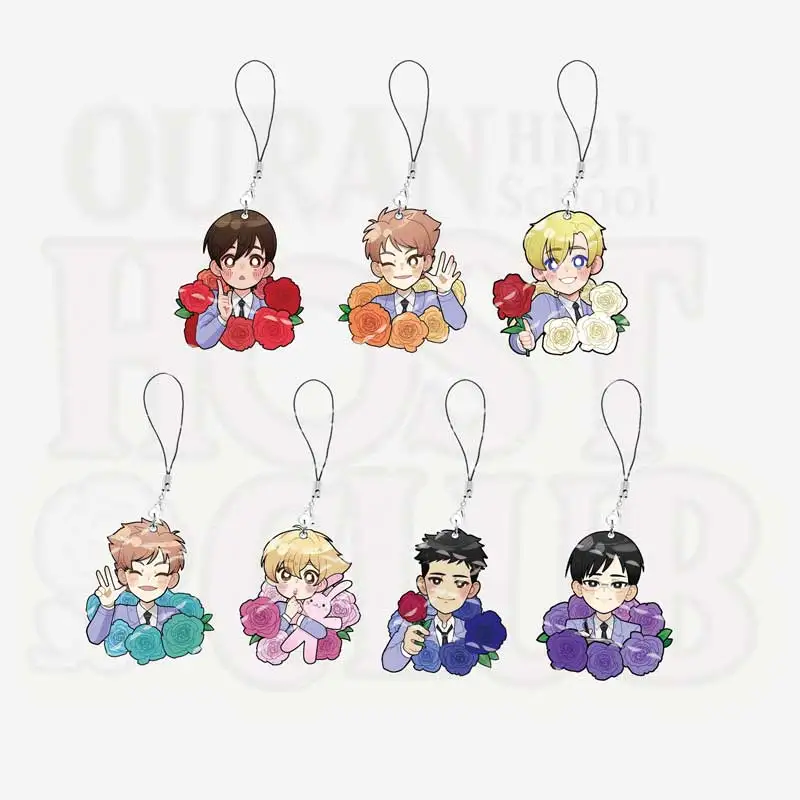 Ouran High School Host Club-abalorios para teléfono móvil, figura de Anime acrílica, colgante pequeño, cadena para teléfono, llavero, regalos para seguidores