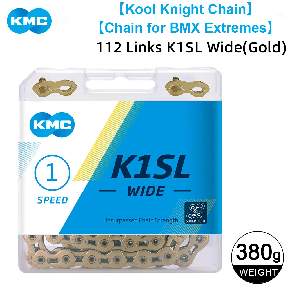 KMC سرعة واحدة ​ ​ سلسلة فضية/ذهبية HL1L-W/K1-W /K1SL-W/Z1eHX-N 100/1120L EBike/City/BMX/Fixie Bike سلسلة دراجة واحدة ذات سرعة واحدة