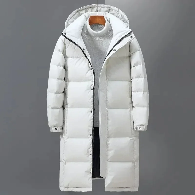 Nowe zimowe męskie długie kurtki puchowe z kapturem Casual Duck Down Coats Jakość Męskie Outdoor Windproof Ciepłe zimowe parki Odzież męska — zdjęcie 2