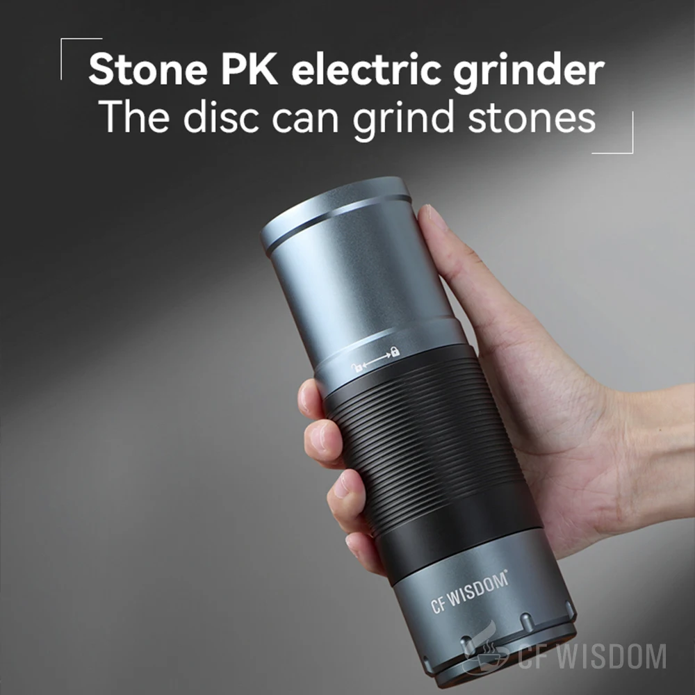 

CF WISDOM Portable Electric Coffee Grinder coffee accessories Stainless Steel Five-Star Burr french press PourOver Camping