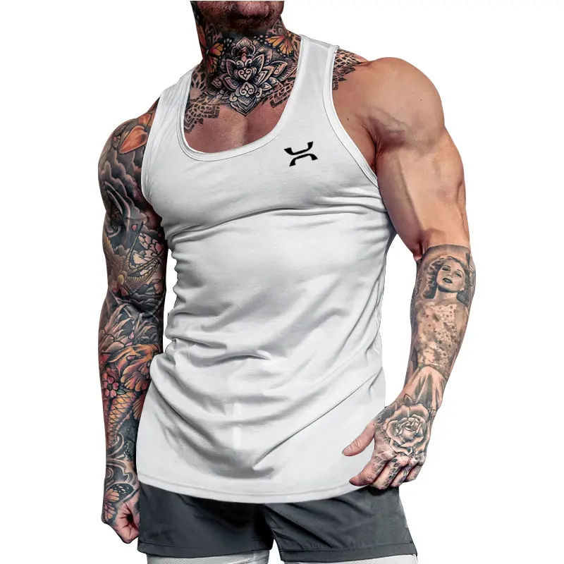 

Fashion Sports Men's Vest Summer Solid Color Printed Casual Fitness Sleeveless Vest Slim Muscle Workout Men Top Sales Promotion