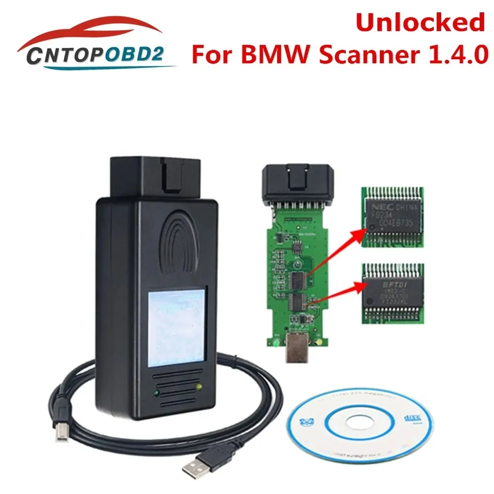 For BMW Scanner 1.4.0 FTDI Chip OBD2 Code Reader Unlock Version OBD2 Diagnostic Interface For BMW Series 1.4 Multi-Functions