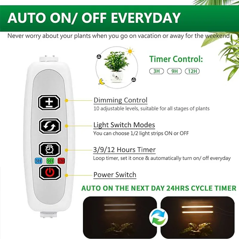 Indoor Led Coltiva La Luce USB Timer Fito Lampada Per Piante Dimmerabile Lampada A LED Fitolampade Spettro Completo di Coltura Idroponica Coltivazione Lampade