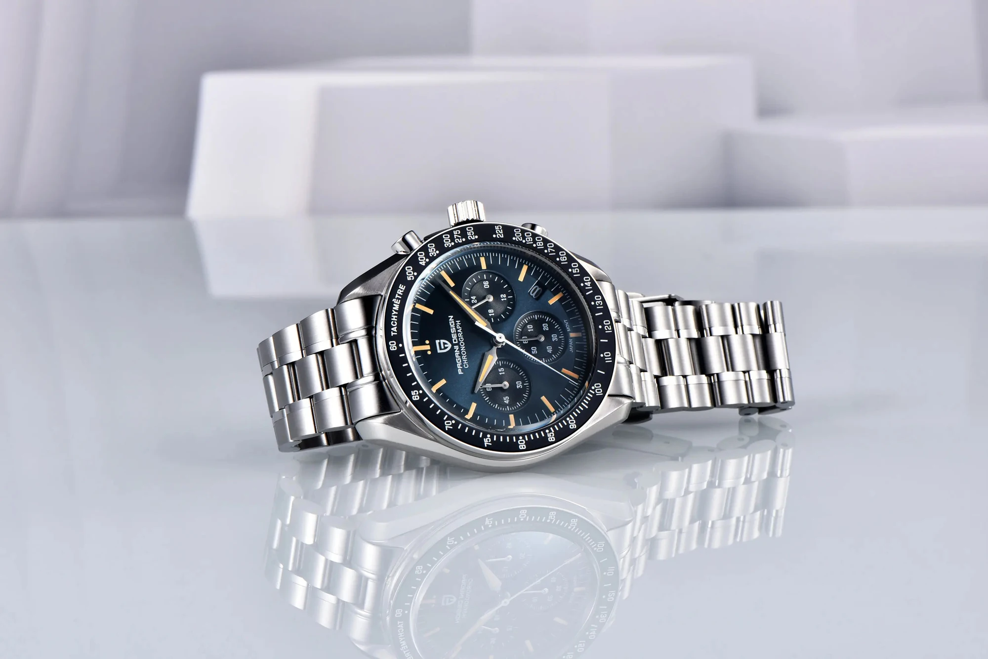 PAGANI DESIGN Neue Herren-Quarzuhr Goldene Monduhr Herren VK63 Speed Sport-Chronograph AR Saphir Leuchtend Lokaler Versand – Detail 10