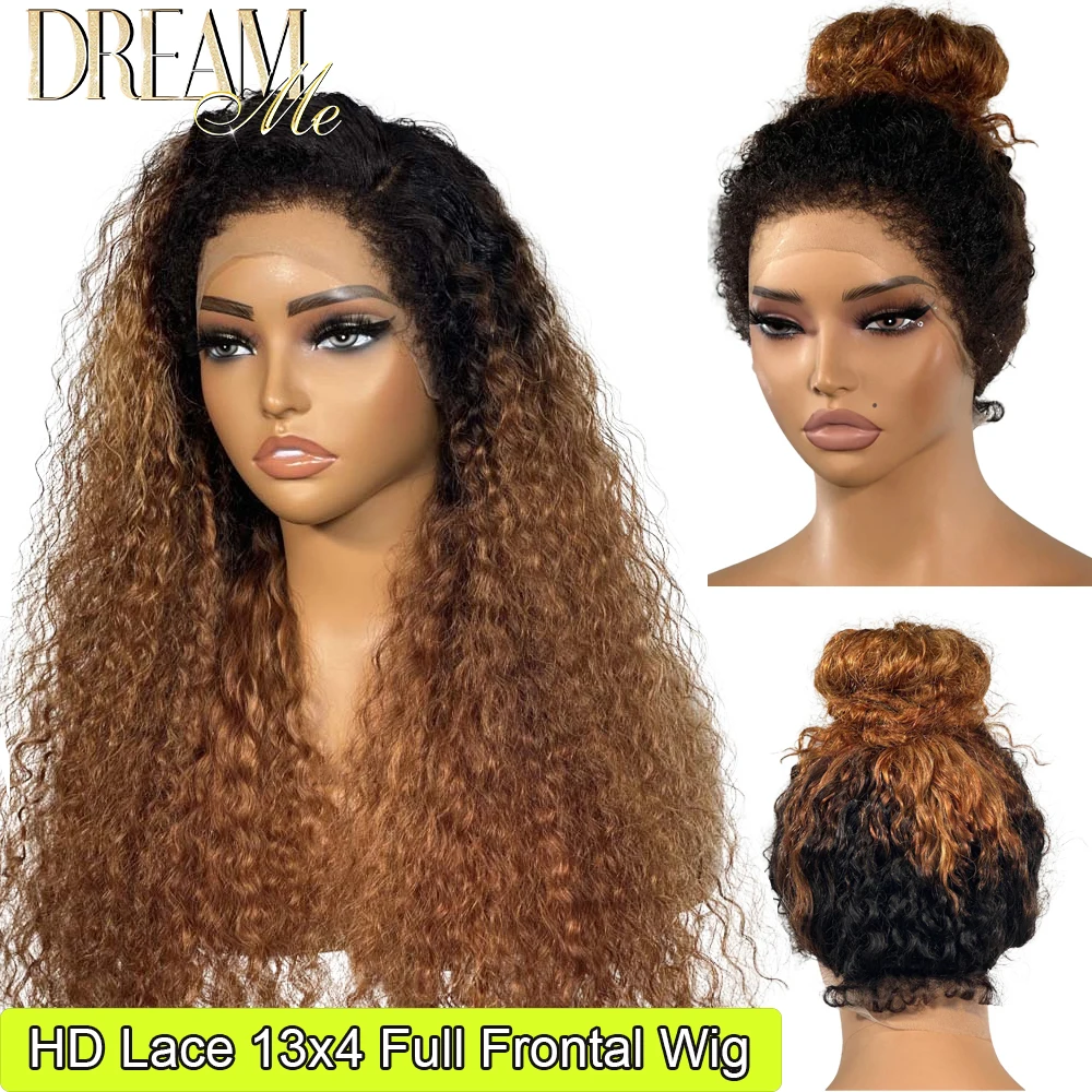 

Ombre 1b27 Color 13x4 HD Lace Frontal Wig With 4c Kinky Edges Brazilian Remy Human Hair Wig Melt Skin Lace Front Wig For Women