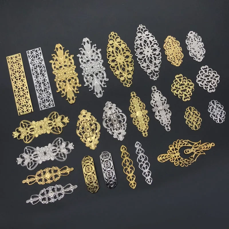 Connecteurs d'enveloppes en filigrane multicolores, artisanat en métal, accessoires de bijoux pour cheveux, résultats décoratifs de mode ancienne, 10 à 20 pièces