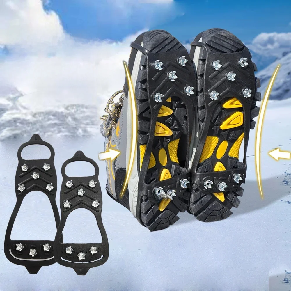 Crampons à 8 dents pour bottes de neige et de glace, couvertures antidérapantes pour chaussures, hiver, escalade en plein air, randonnée, pêche, pointes de chaussures