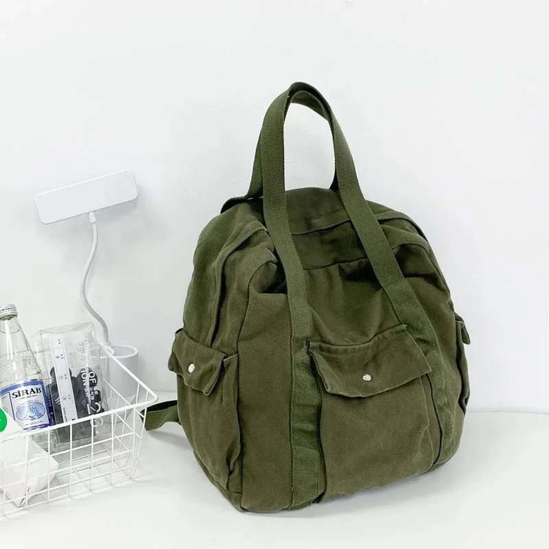 Sport rekreacyjny plecaki w stylu klasycznym solidny zamek błyskawiczny płótno o dużej pojemności trwałe torby na ramię dla unisex 2025 Retro Casual Tote — zdjęcie 2