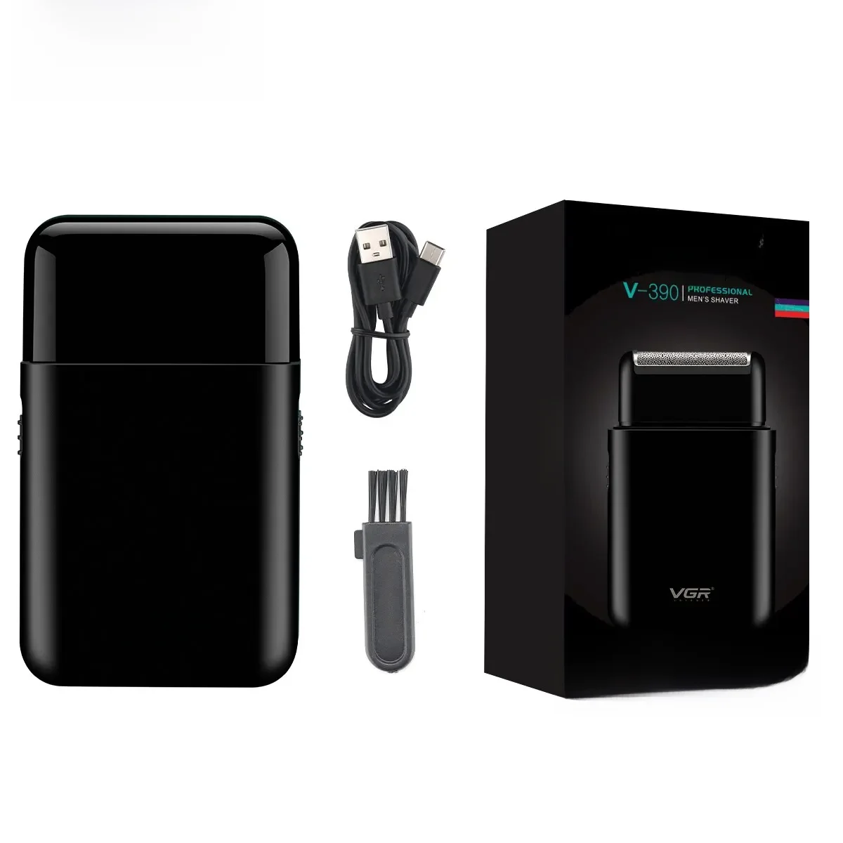 VGR Rasoir Électrique Professionnel Rasoir Portable Mini Rasage Machine USB Charge Barbe tondeuse pour Hommes V 390