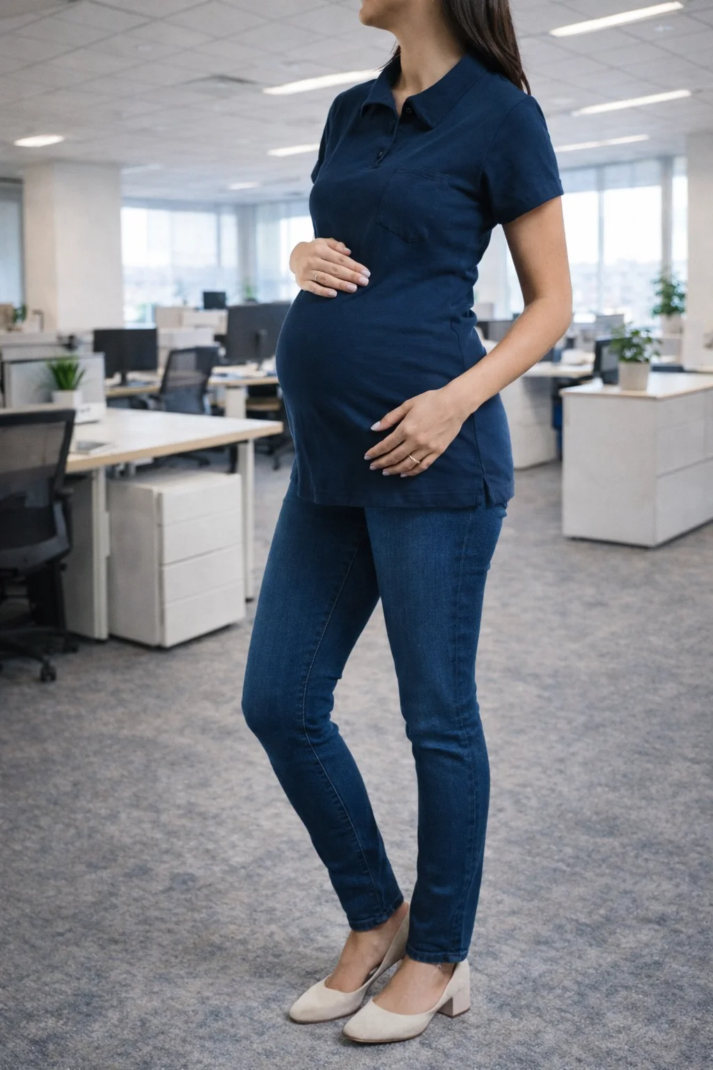 Playera polo de maternidad oficina algodón suave juvenil moda moderno trabajo mamá embarazo ropa para embarazada comodidad casual
