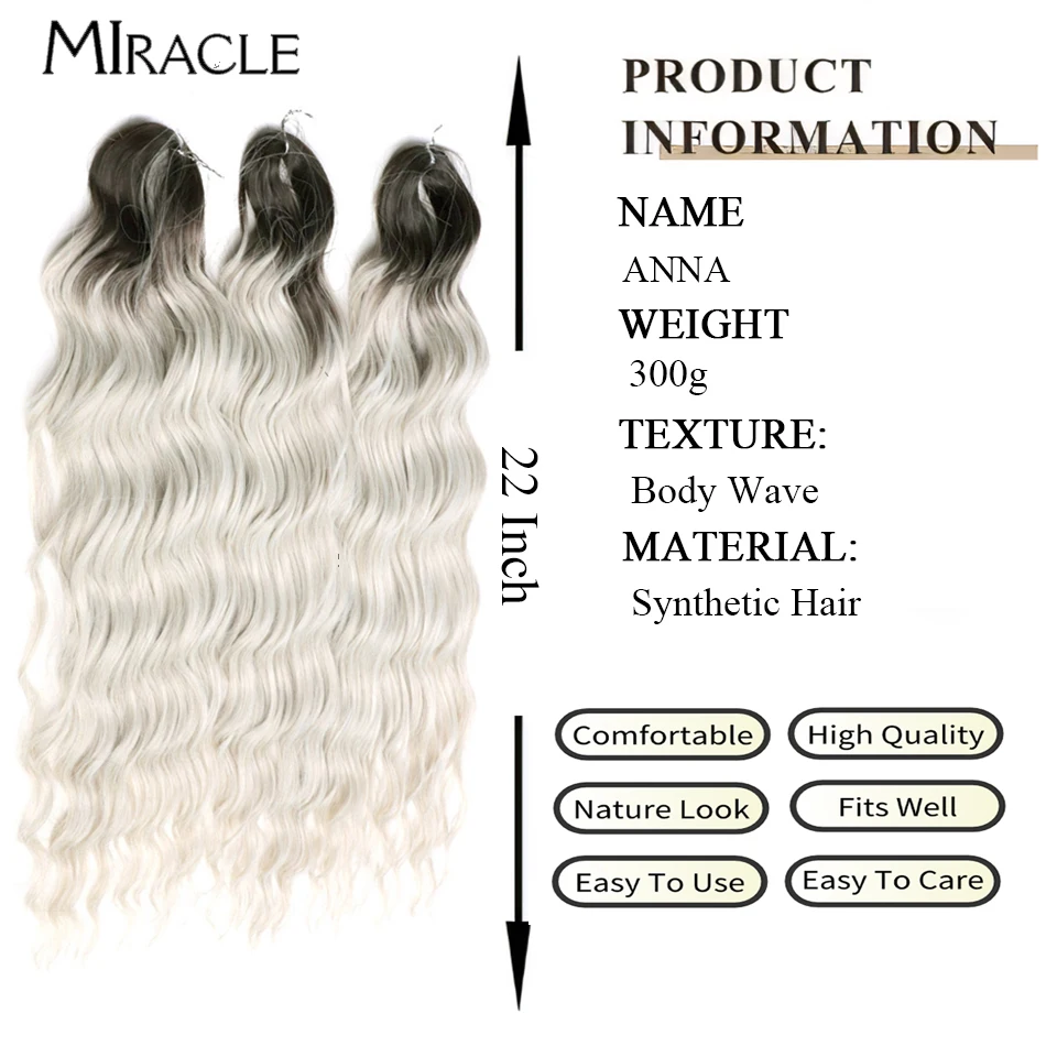 MIRACLE Synthetic 24 Inch DEEP Wave Fiber Hair For Woman Cosplay Braiding Hair Water Wave Crochet  Colorful Blone image 3