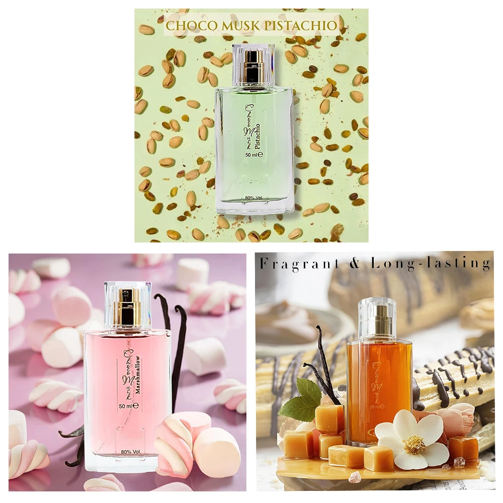 Choco Musk Bundle 3x50ml Eau De Parfum Original Marshmallow Pistachio Sweet Warm Cocoa Vanilla Scent Layering Perfume Set for Women Men Daily Casual Office Gift - view 6
