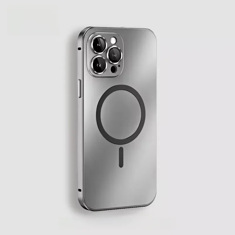 Aluminium-Metallrahmen Magnetische Hülle für iPhone 13 12 14 15 16 17 18 Pro Max für Magsafe Kabelloses Laden Objektivfolie PC-Rückseite
