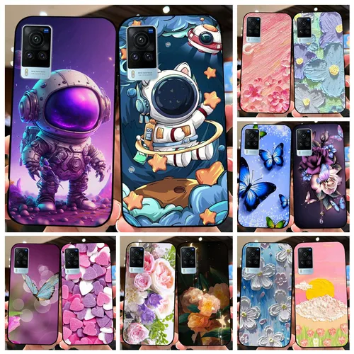 충격 방지 소프트 범퍼 케이스, 귀여운 우주 비행사 패션, vivo X60 pro V2047A X 60 Coque V2046 Capa