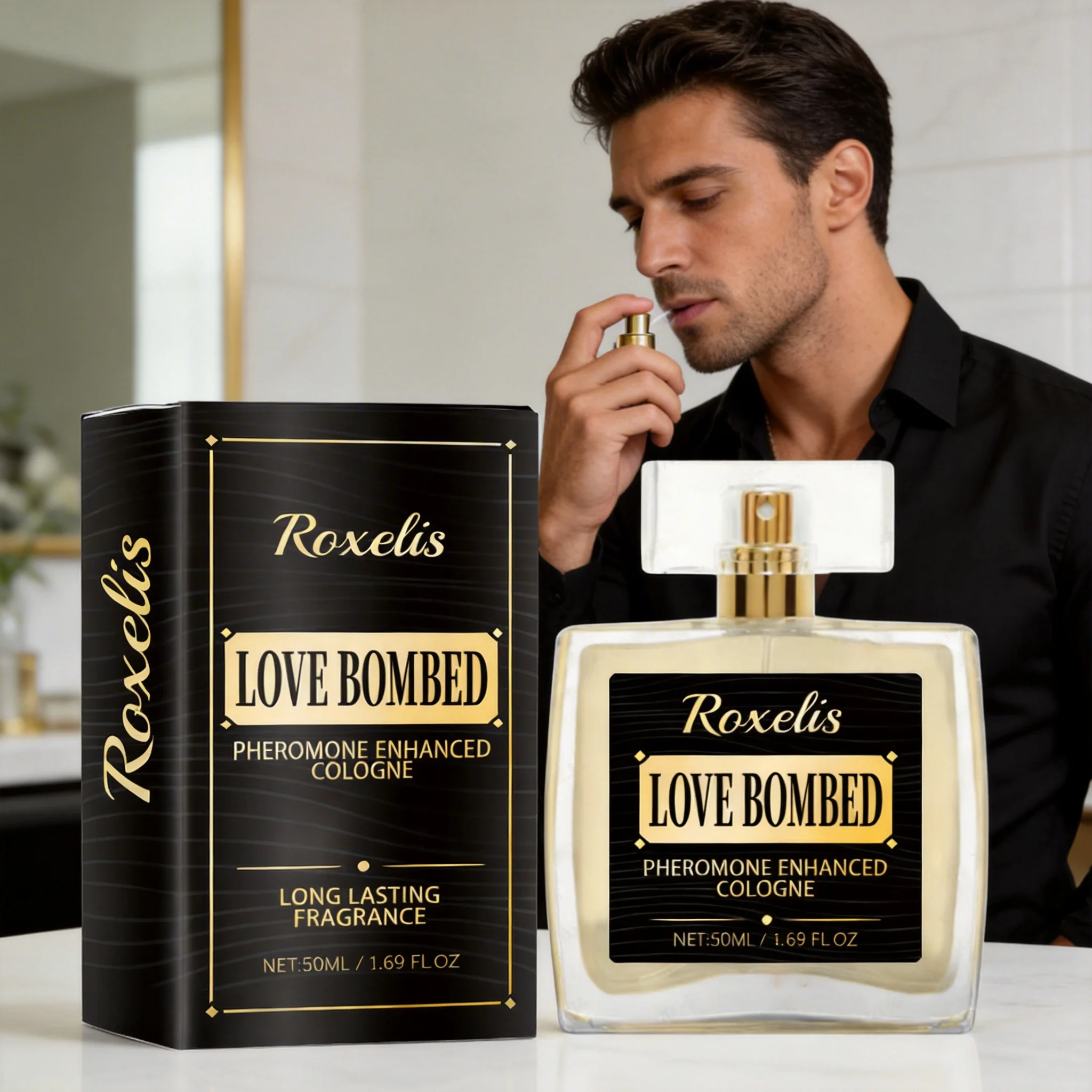 

ROXELIS 50ml Enhanced Cologne Pheromone Perfume Increase Charm Confidence Dating Flirting Attract Lasting Glamour Men Perfume
