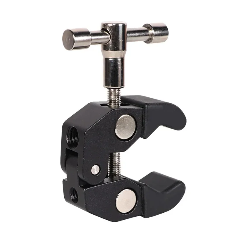 Magic Arm Multi Functional Ballhead Clamp Double Ball Adapter Shoe Mount Adapte For Monitor Led Light Video 1/4" Camer