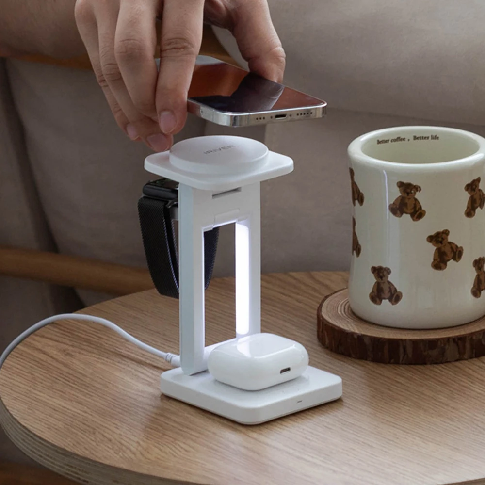 شاحن لاسلكي آيفون 3 في 1 آمن-شاحن ساعة جلاكسي